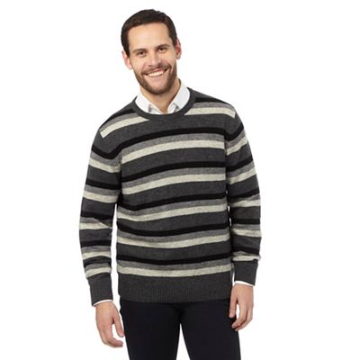 The Collection Grey striped lambswool blend jumper